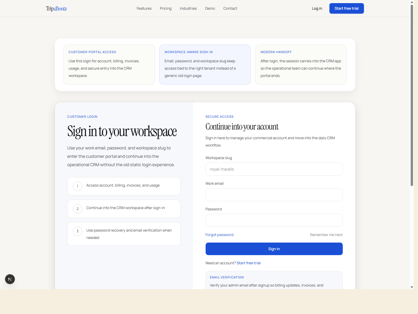 Tripdhootha follow-ups board showing scheduled tasks and ownership across the live CRM workspace